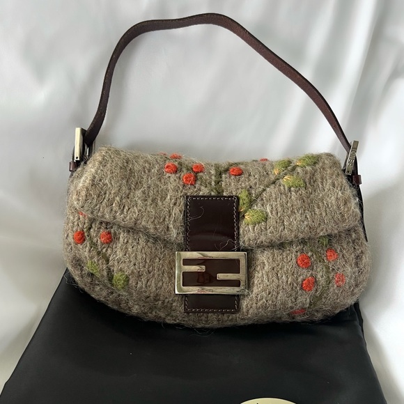 Fendi Handbags - ✨SOLD✨ RARE Fendi Wool Cherry Blossom Baguette